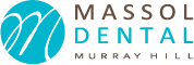 Massol Dental logo, composed of a blue circle with the white letter M inside