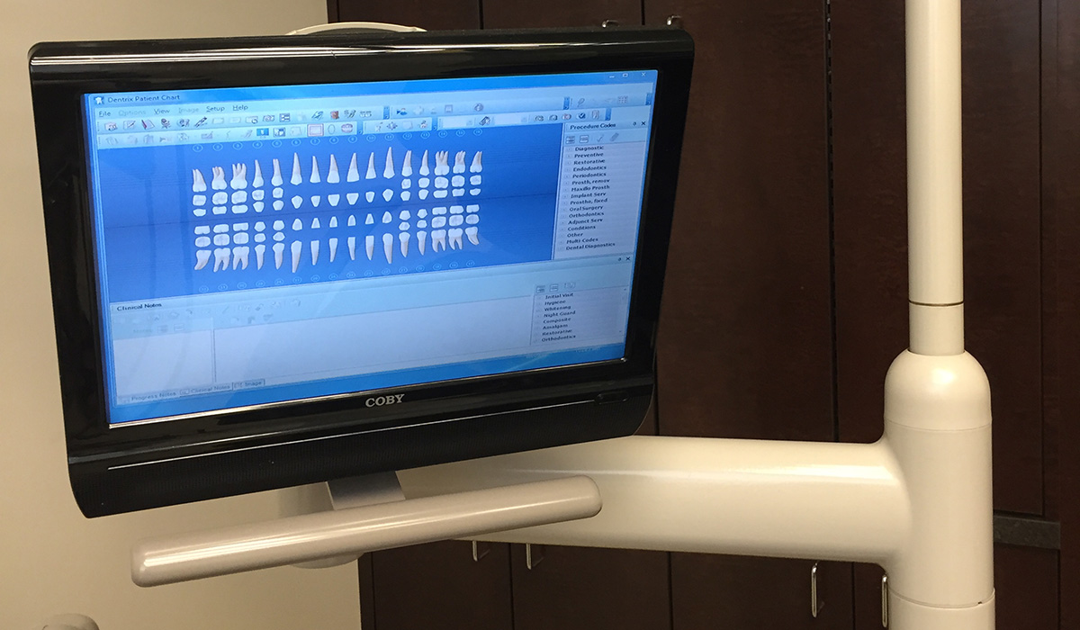 Screen showing dental breakdown with blue background
